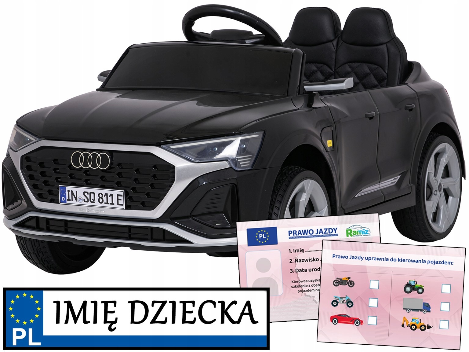 samochód na akumulator Audi SQ8 pilot dla rodzica napęd na 4 koła