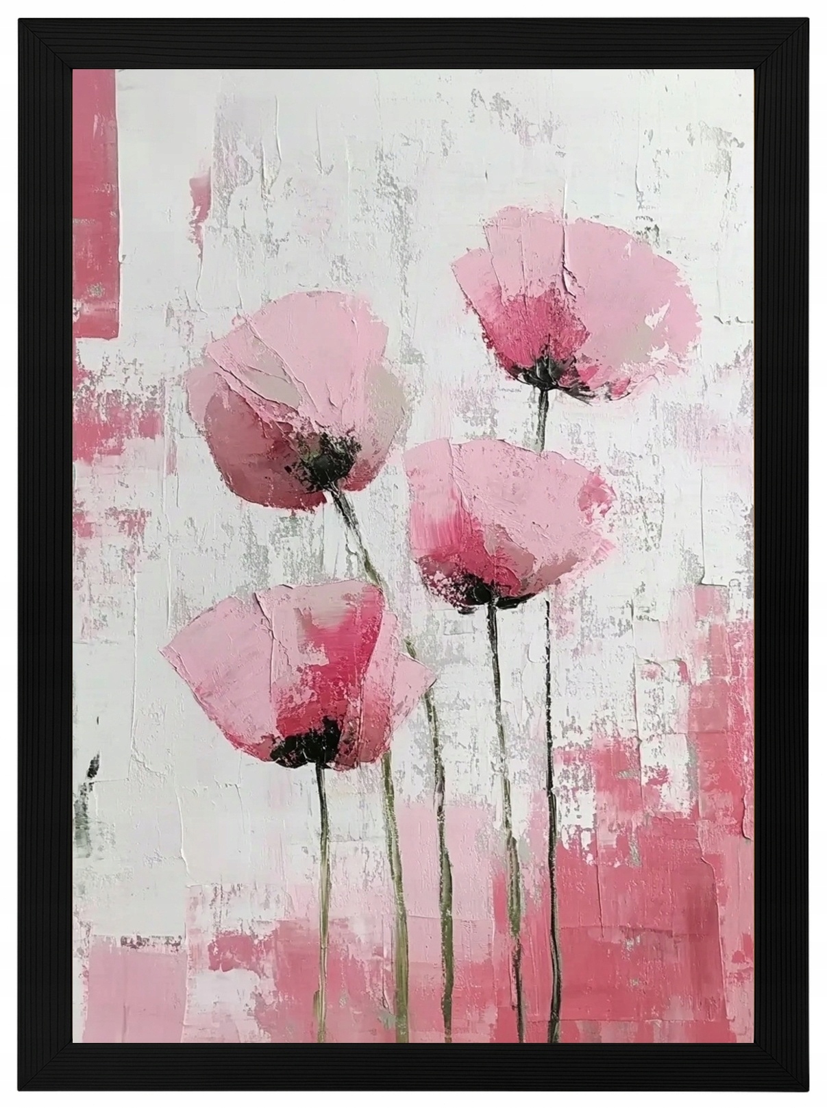 Plakát Rámeček Dřevo Olej Impasto Příroda Zahrada Jaro Květiny Máky 70x100