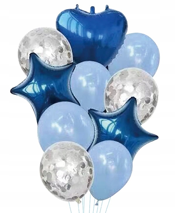 

Balony Niebieskie foliowe z konfetti na ślub 10szt