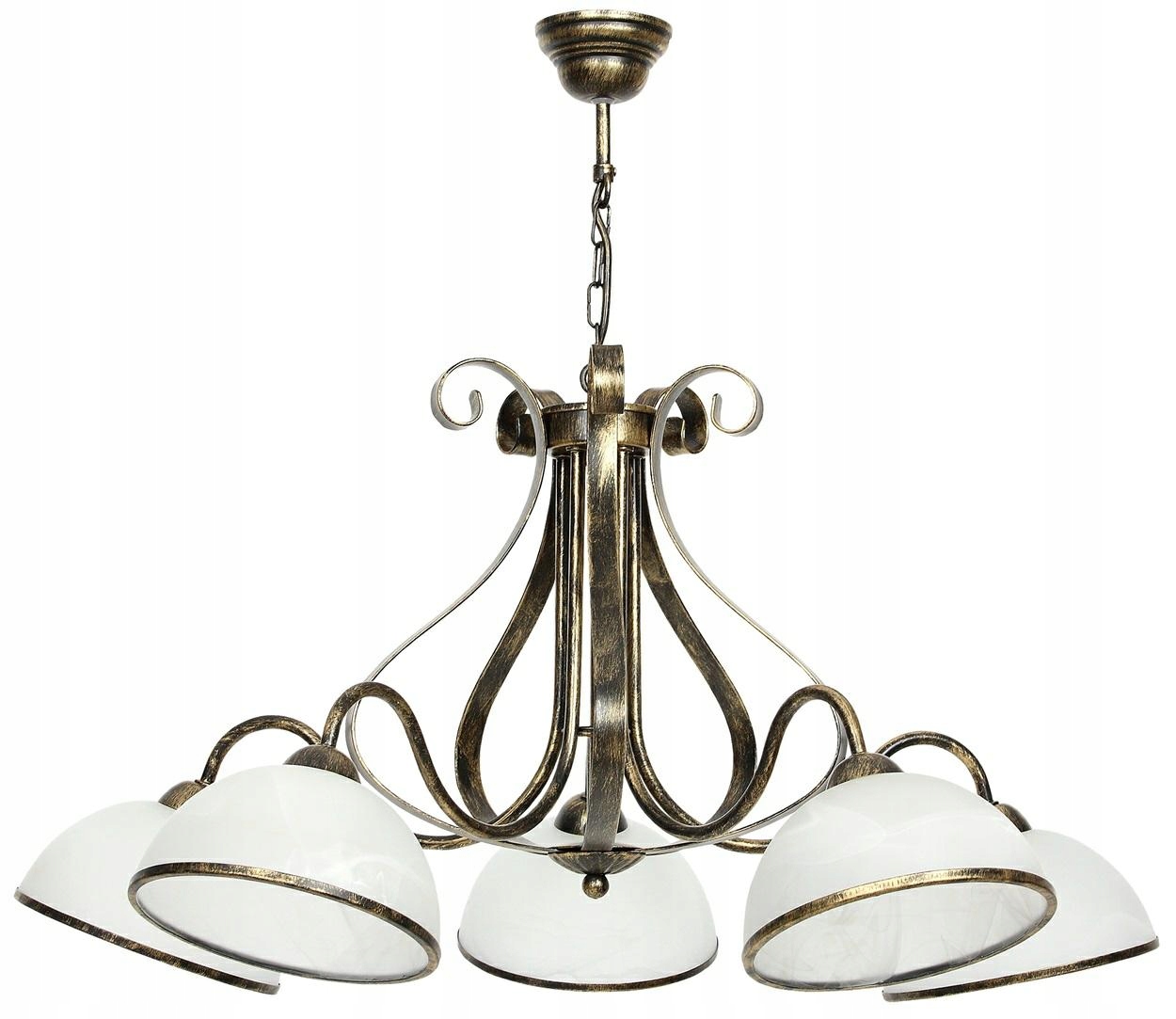 Klasický závesný luster Antica Zlaté tienidlo 5 x E27 do obývačky