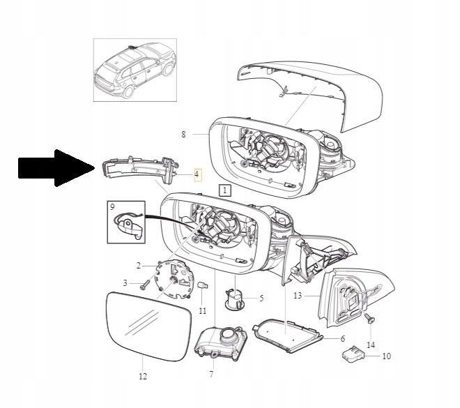 KIERUNKOWSKAZ LUSTERKA LEWY VOLVO XC60 ORYGINAŁ Typ samochodu Samochody osobowe