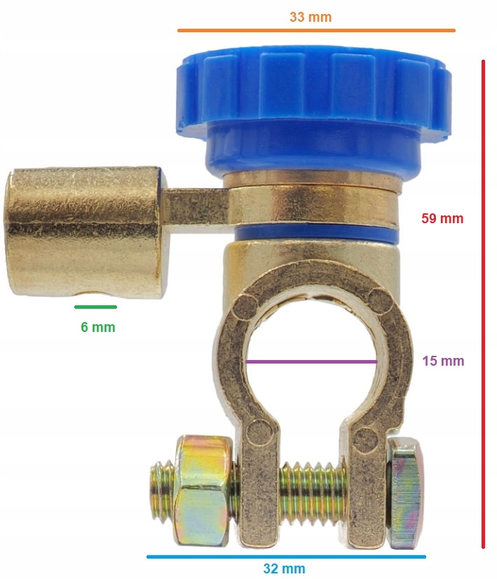 KLEMA KLEMY DO AKUMULATORA WYŁĄCZNIK MASY RYGIEL HEBEL 250A EAN (GTIN) 5907580103853
