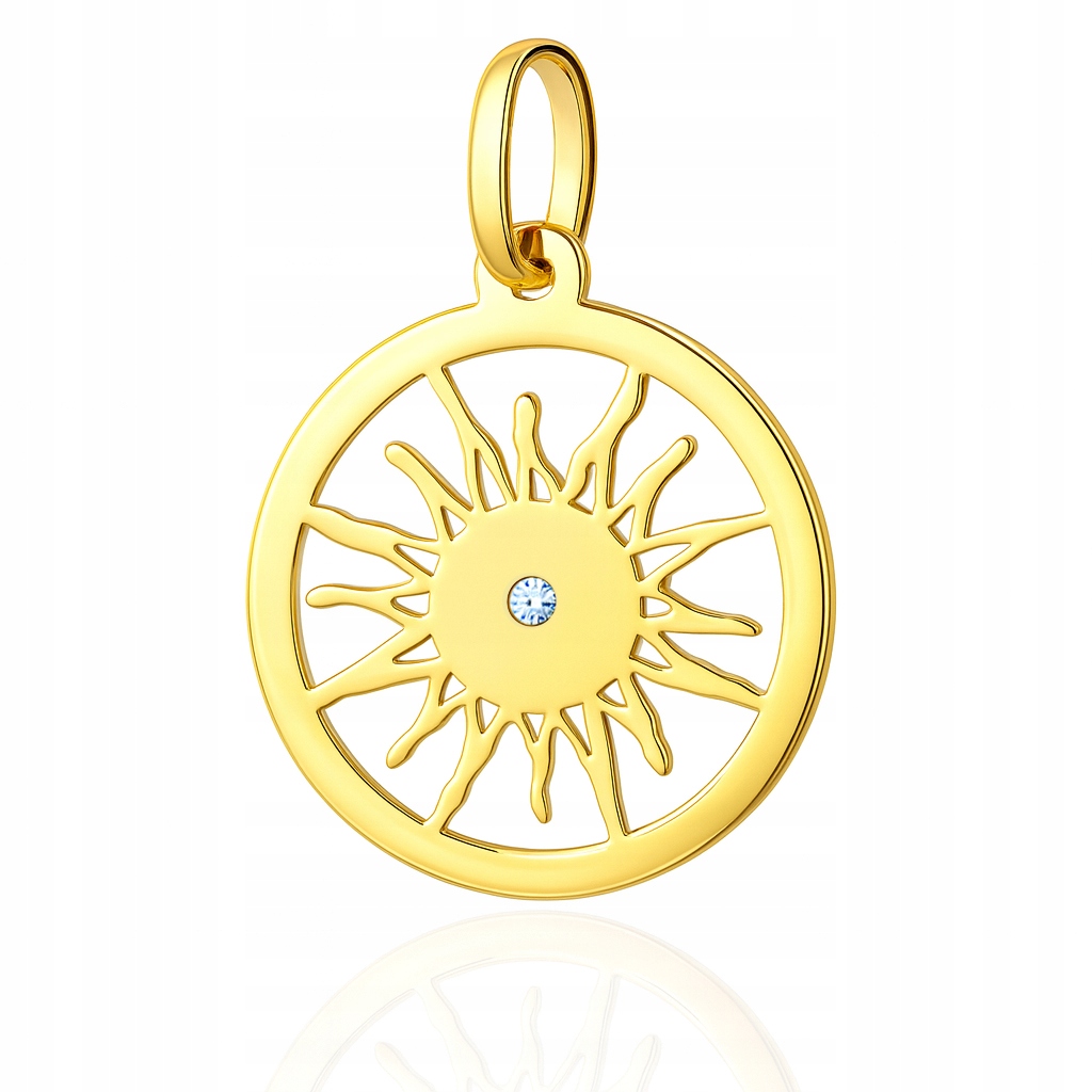 Zlatý přívěsek slunce v kruhu s briliantem Au 585