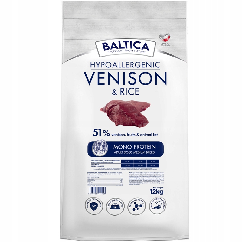 Baltica Hypoallergenic Venison & Rice Adult Medium Breeds 12kg