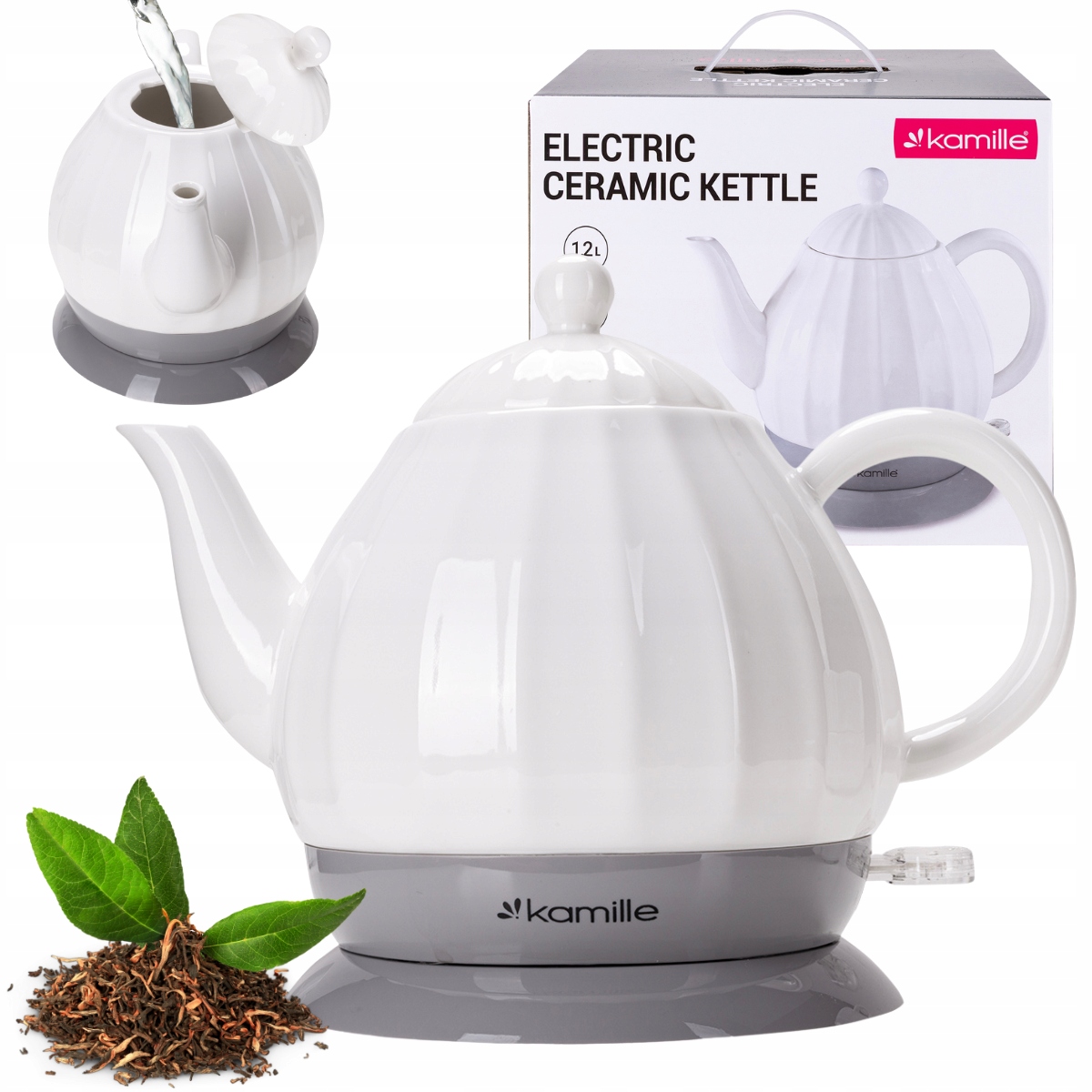 Keramická Bezdrátová Rychlovarná Konvice Kamille 1200 W 1,2 L bílá