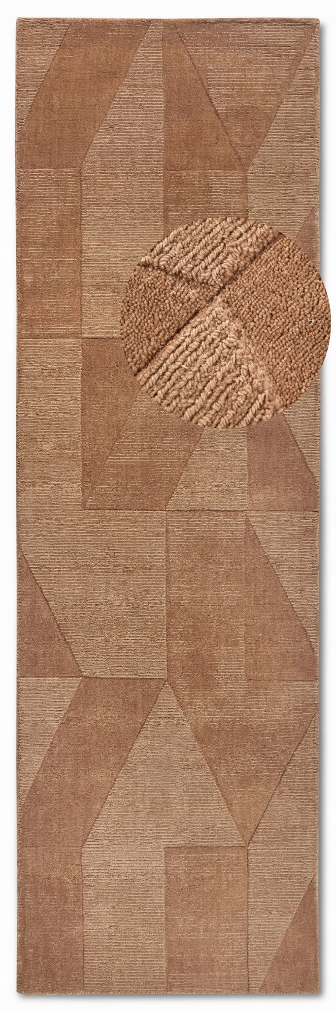Chodnik wełniany do korytarza 80x250cm, brązowy nowoczesny wzór 3D