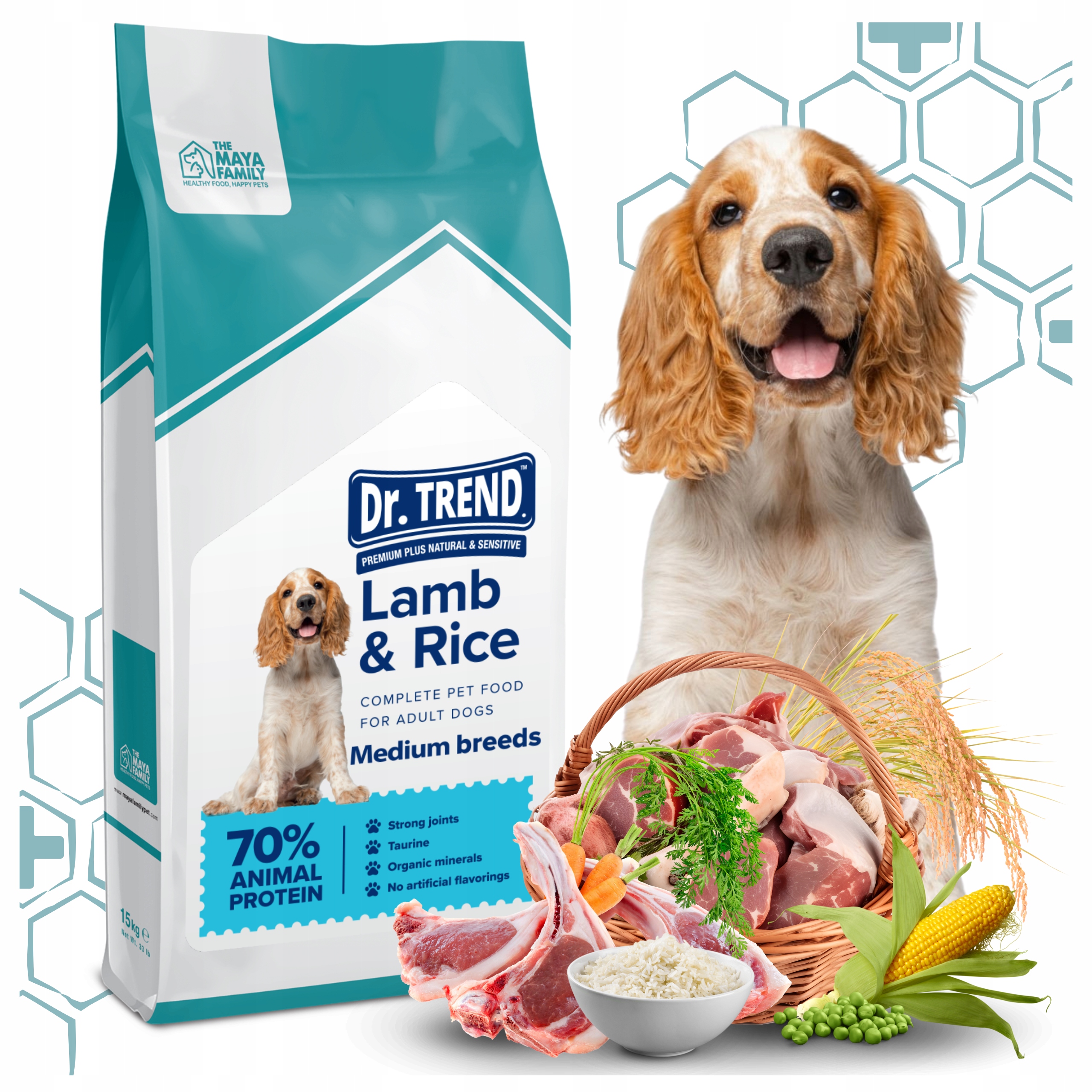 Dr. Trend Hypoalergenní krmivo pro psy medium Jehněčí Maso A Rýže 15 kg