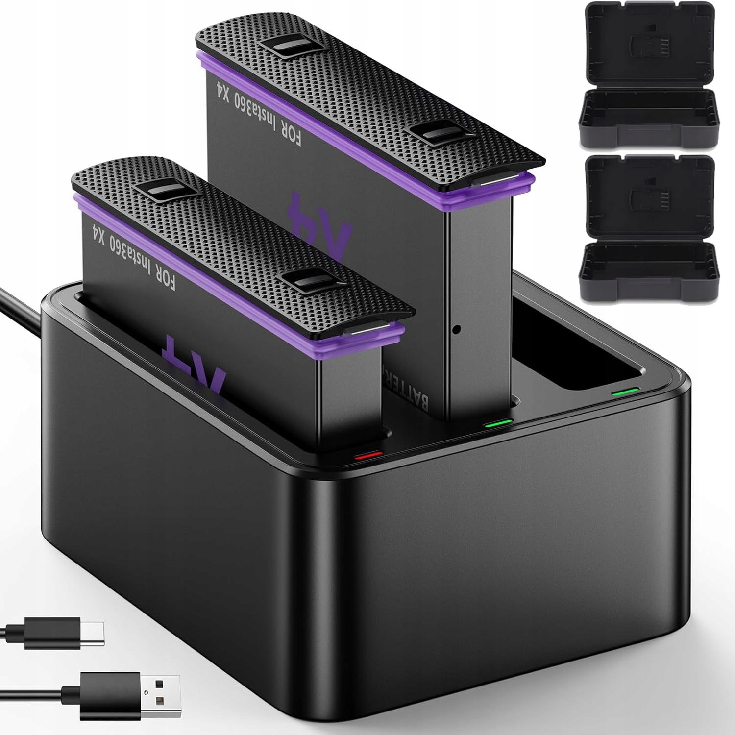 Insta 360 X4 Akcesoria Sada Akumulátor Baterie 2X Rychlonabíječka