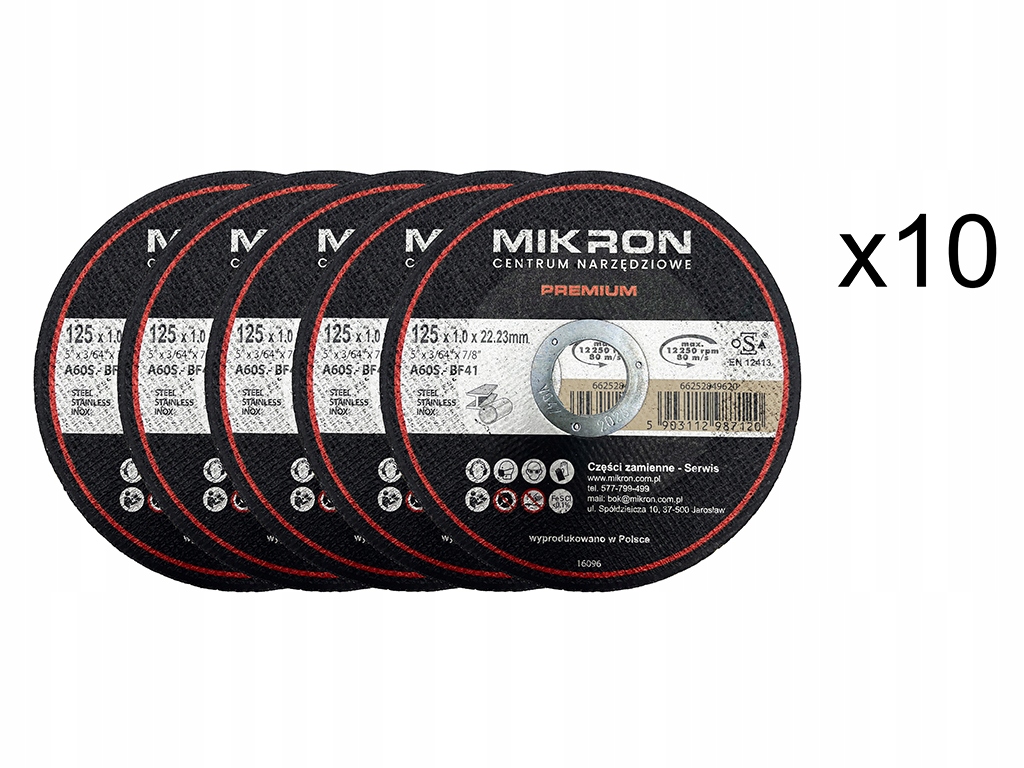

Mikron Premium Tarcza 125x1 Płaska Inox 10szt.