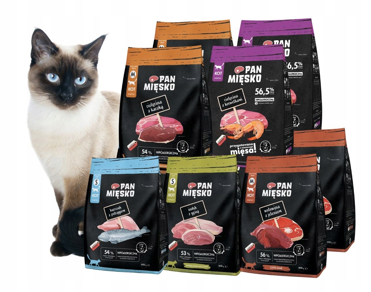 Pan Mięsko Krmivo suché pro kočky MIX Chutí 10x400g křupky