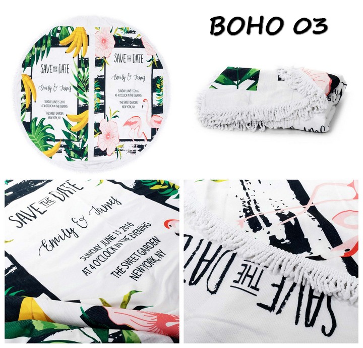 Ręcznik plażowy okrągły Boho Pareo na piknik plaże Model Boho