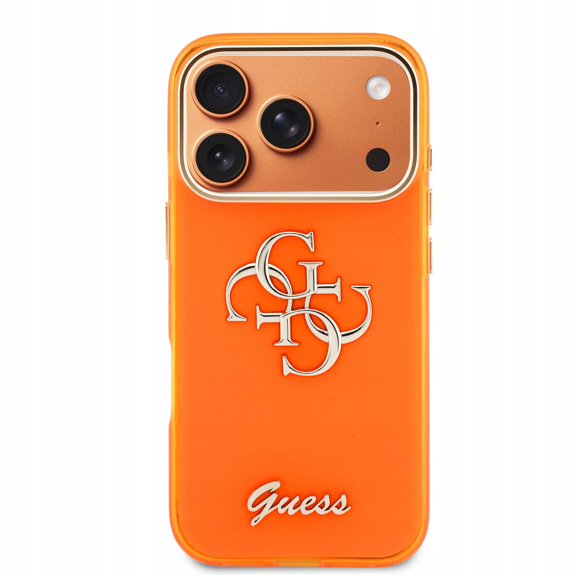 Etui Guess IML 4G Script Z Metalowym Logo Do Iphone 17 Pro Pomarańcz