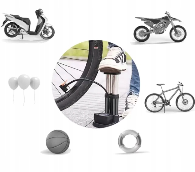 POMPKA NOŻNA Z MANOMETREM DO ROWERU SAMOCHODU PRZENOŚNA Model BLACK