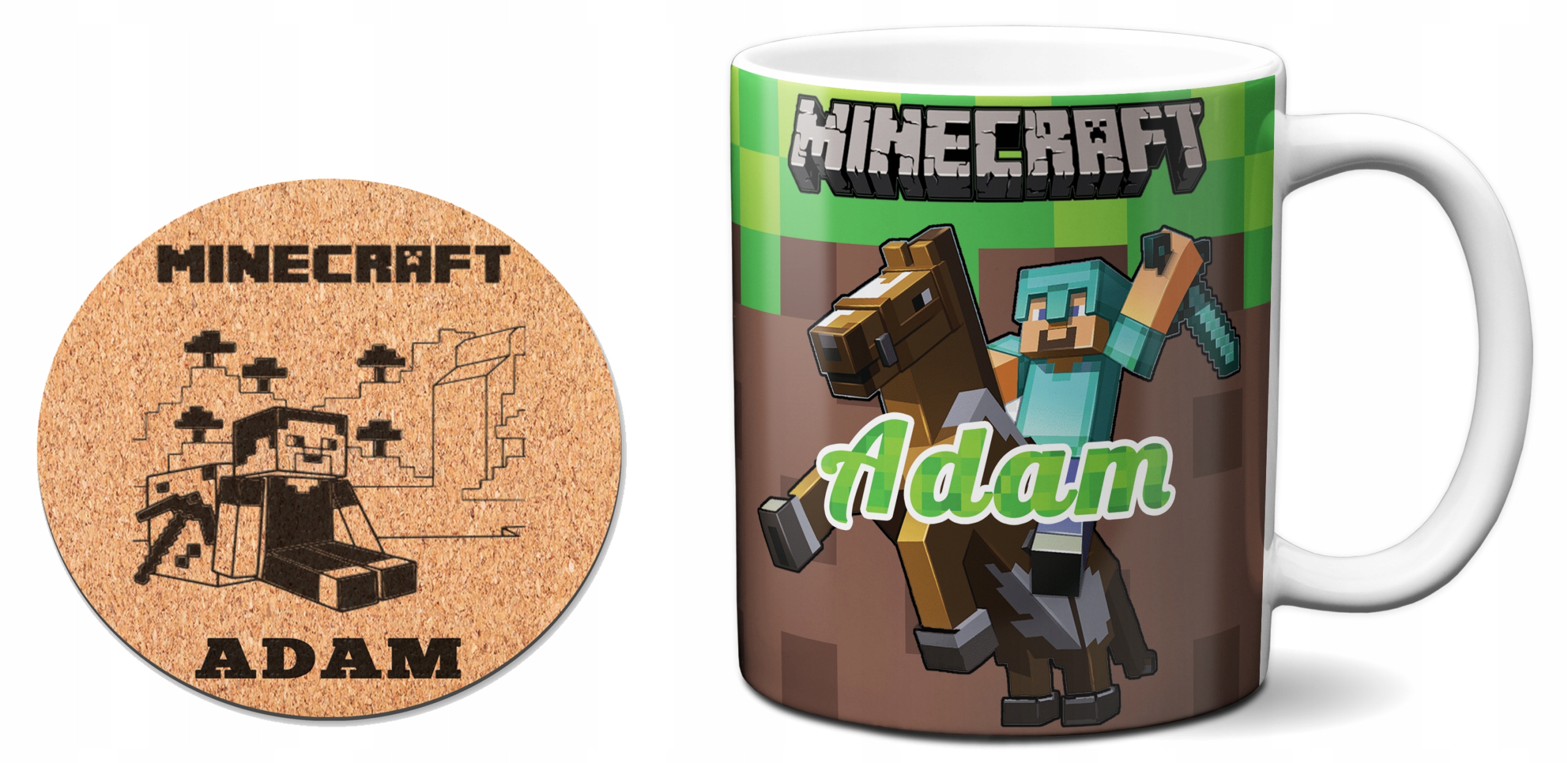 

Zestaw Kubek+podkładka Minecraft Przedszkole+imię