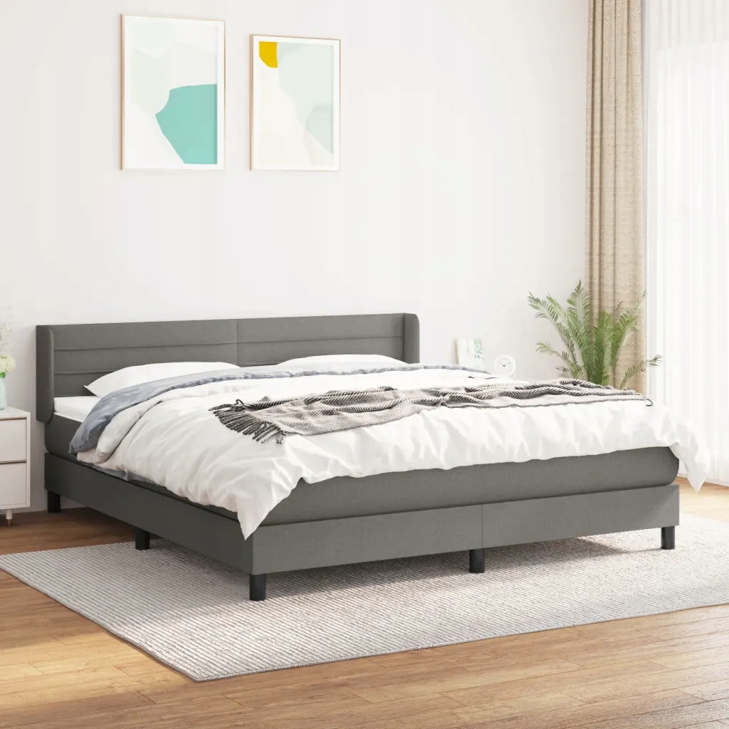 Box spring postel s matrací tmavě šedá 180x200 cm textil Šedá 3129810