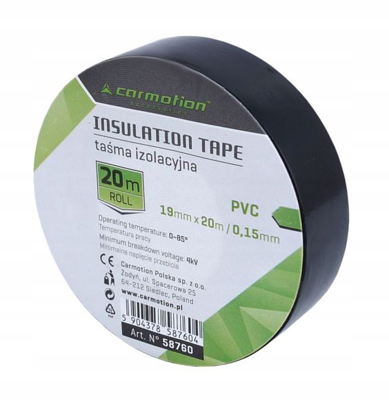 

Taśma izolacyjna Pvc 0,15mm x 19mm x 20m czarna