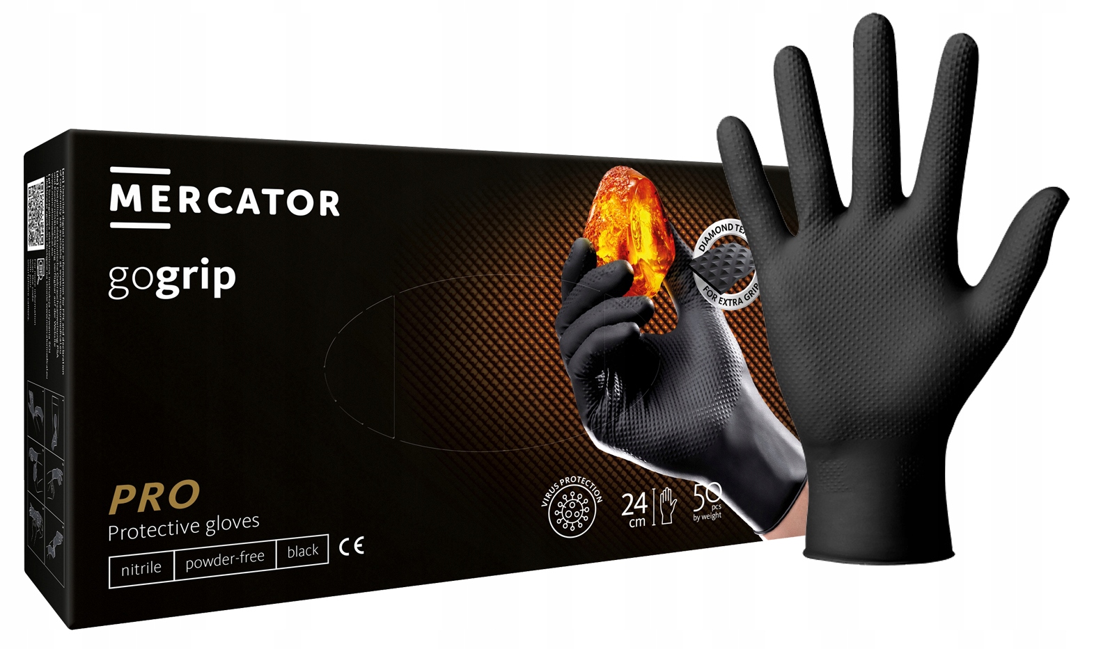 Rękawice Rękawiczki GoGrip BARDZO MOCNE Nitrylowe XL GRUBE CZARNE ROBOCZE