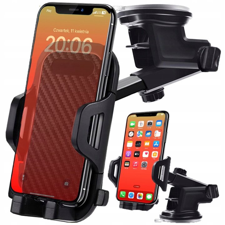 UCHWYT SAMOCHODOWY NA TELEFON OBROTOWY Z PRZYSSAWKĄ SZYBĘ DESKĘ KOKPIT