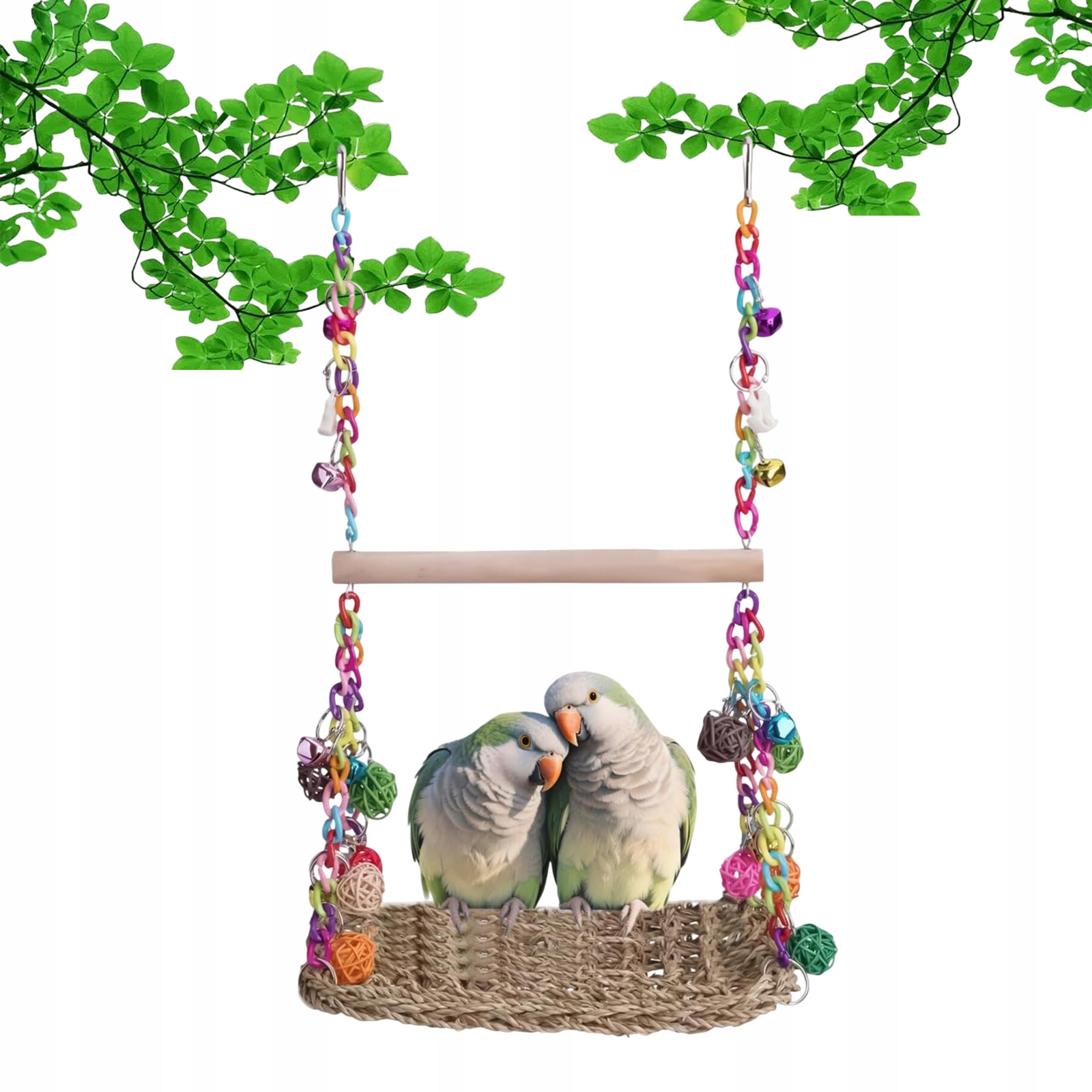 Levně Dřevěná Houpačka Pro Papouška Nimfa Budgie Seagrass Hračka Klec Trénink