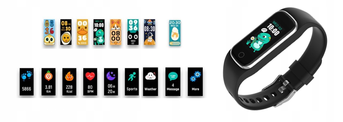 Smartband DENVER opaska dla dzieci SPORTOWA czarna Kompatybilność systemowa Android iOS