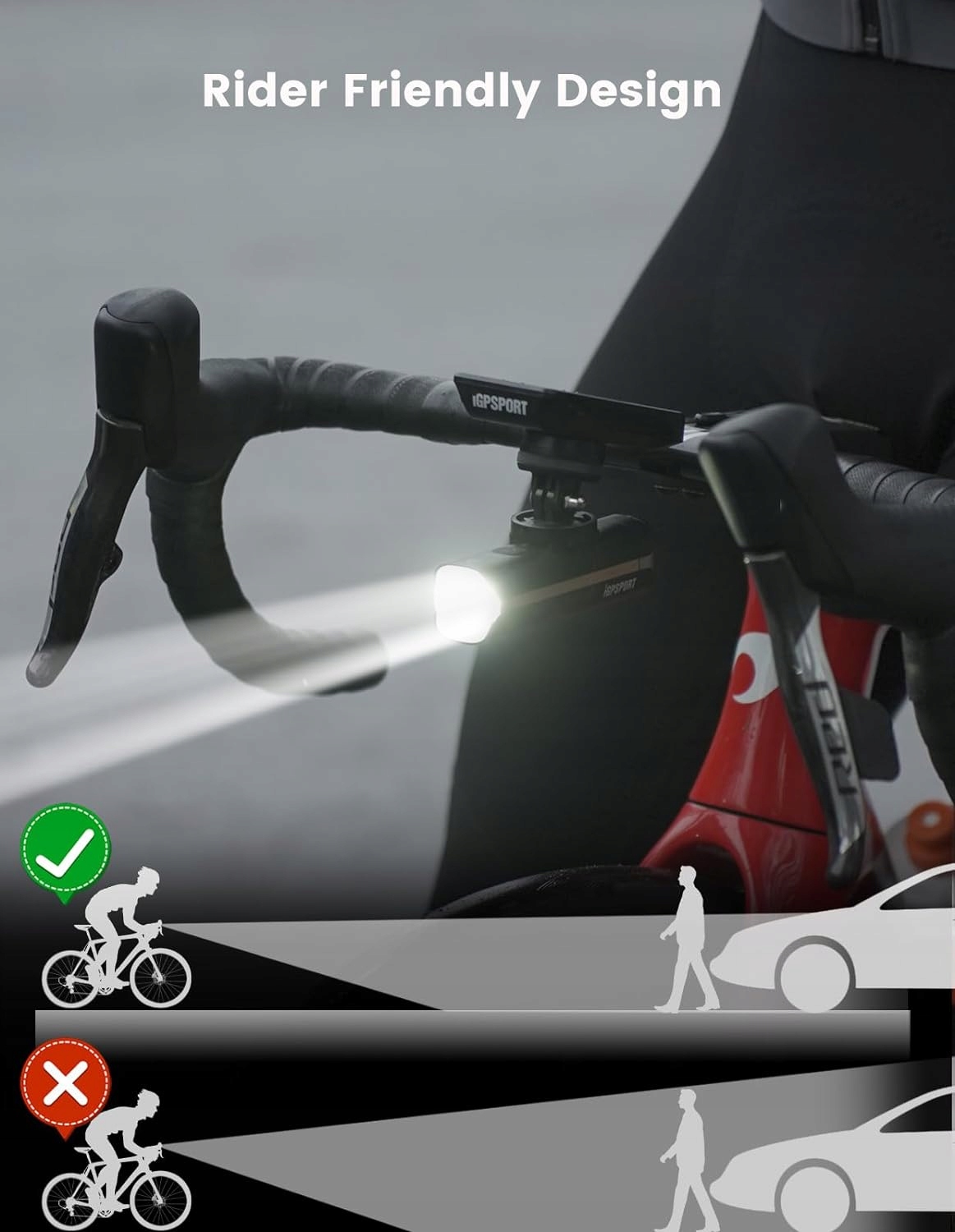 Inteligentna lampka rowerowa iGPSport VS1200 z uchwytem M80 Marka IGPSPORT