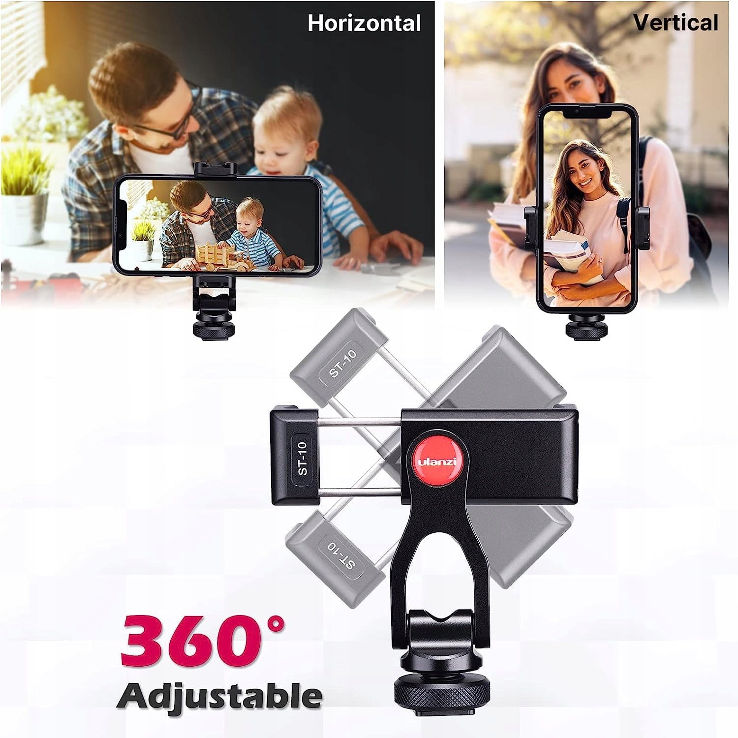 ULANZI ST-10 Metalowy Uchwyt Telefonu Adapter Statyw do iPhone Android — miniatura 3