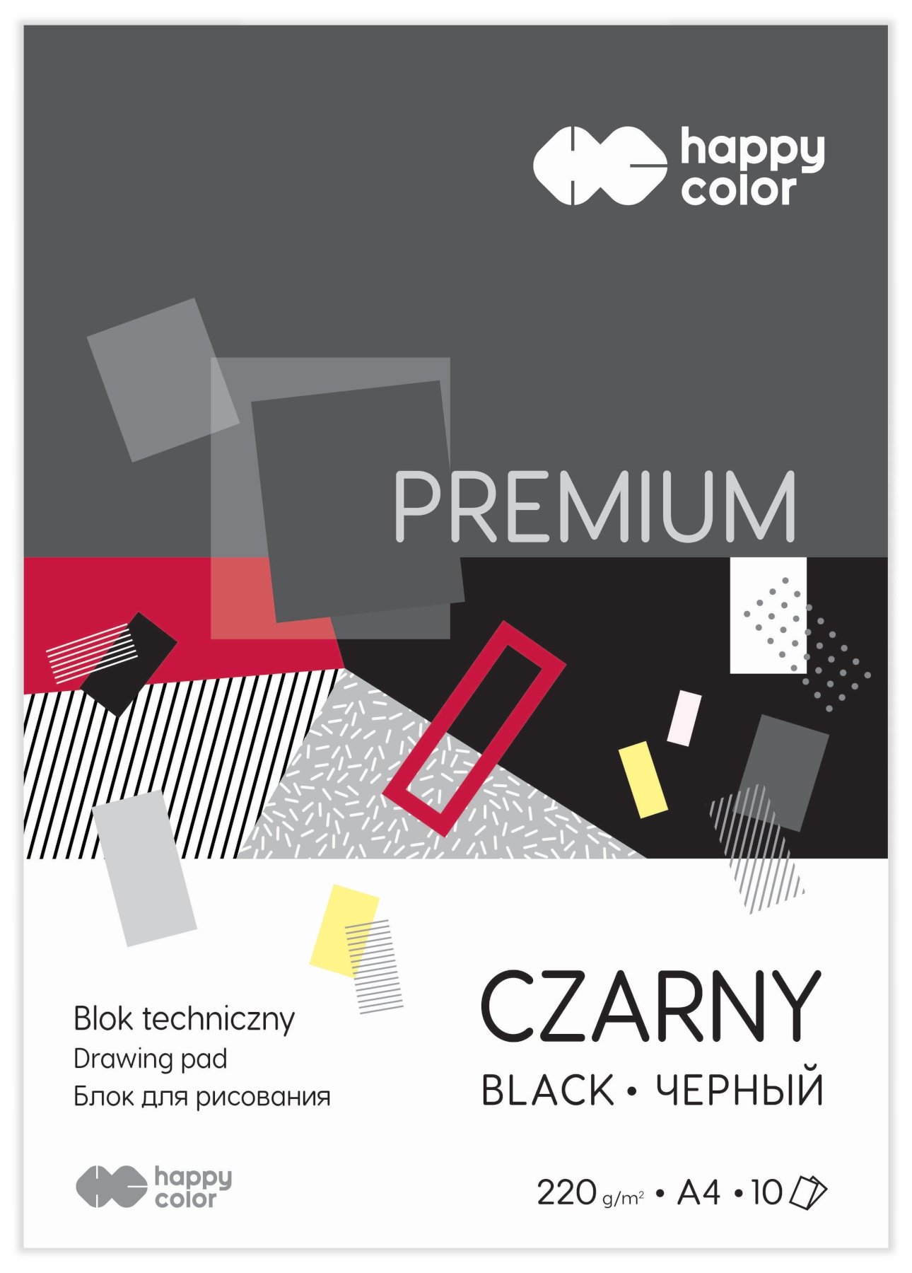 Blok techniczny czarny HAPPY COLOR A4 220g 10 GRUBYCH kartek