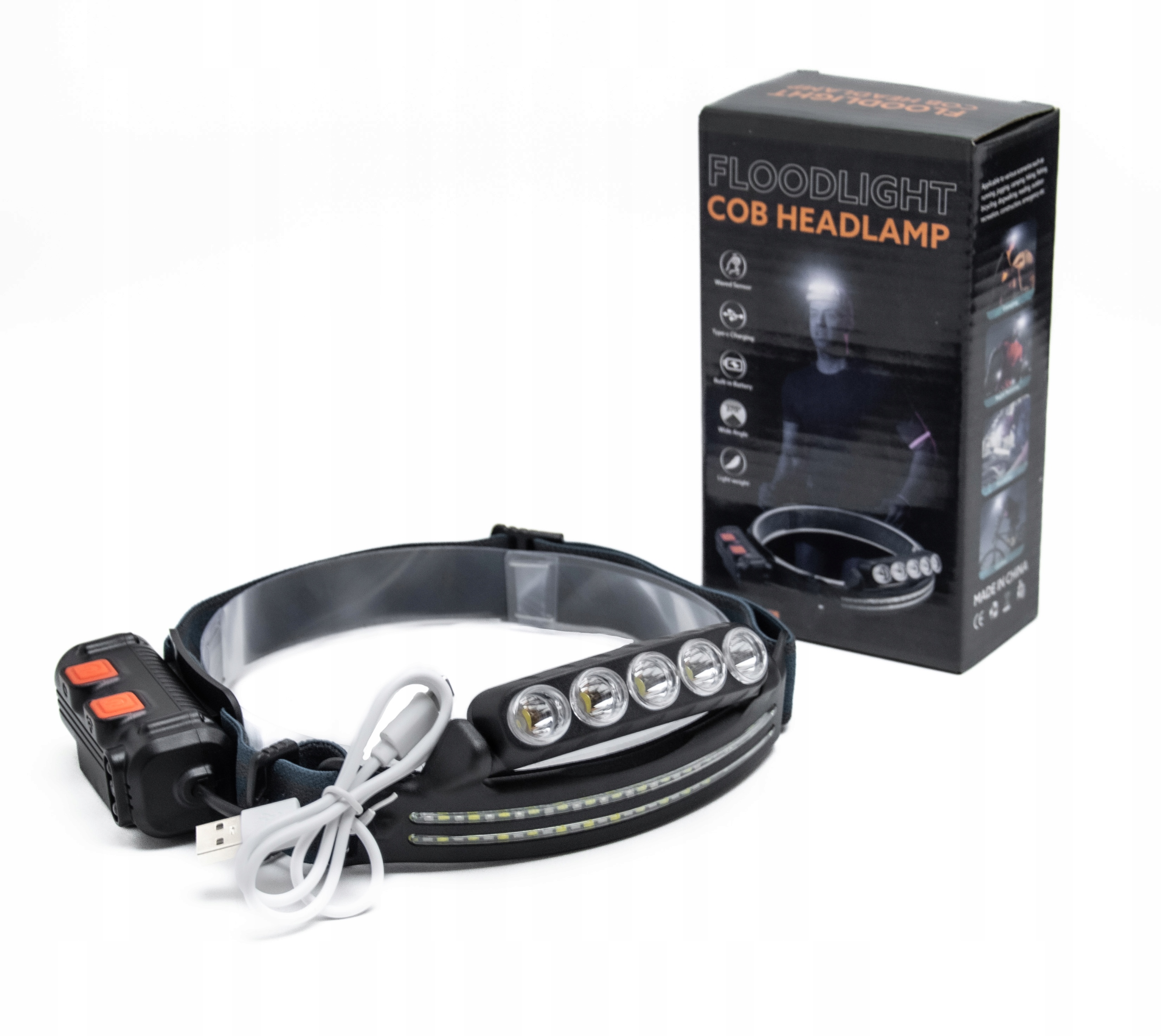 LATARKA CZOŁOWA LED CZUJNIK SENSOR RUCHU USB COB Marka inna