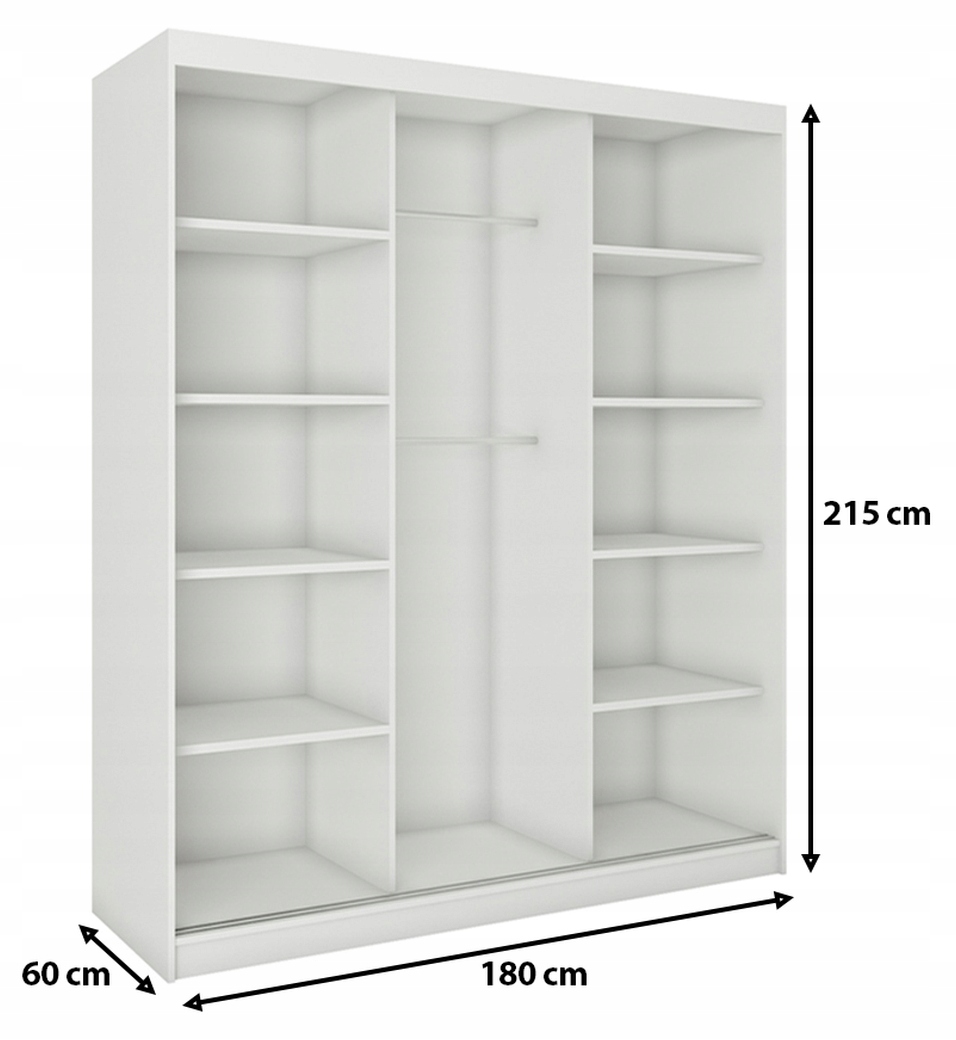Szafa przesuwna z lustrem 180 cm dąb sonoma CUBE Kolor mebla dąb sonoma