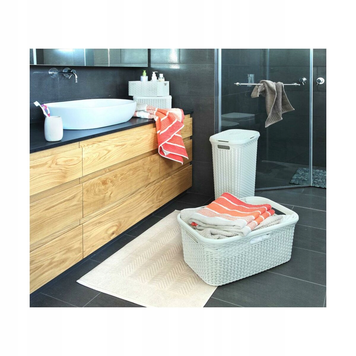 Kosz na bieliznę Rattan Style 40 L Curver Kolor kremowy