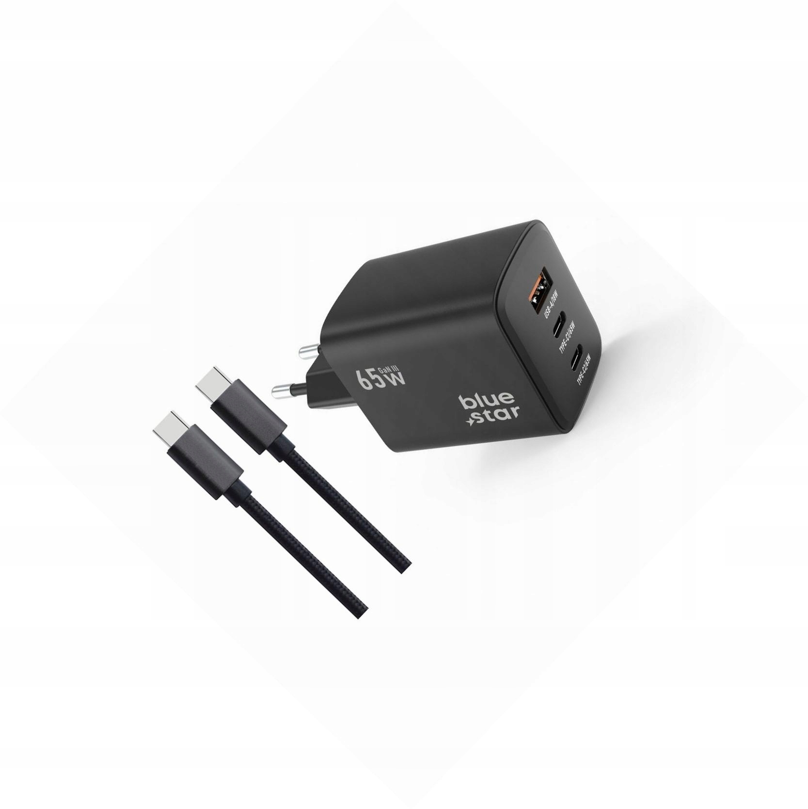 Szybka ładowarka Gan 65W kostka z kablem 3 wejścia do Realme 10