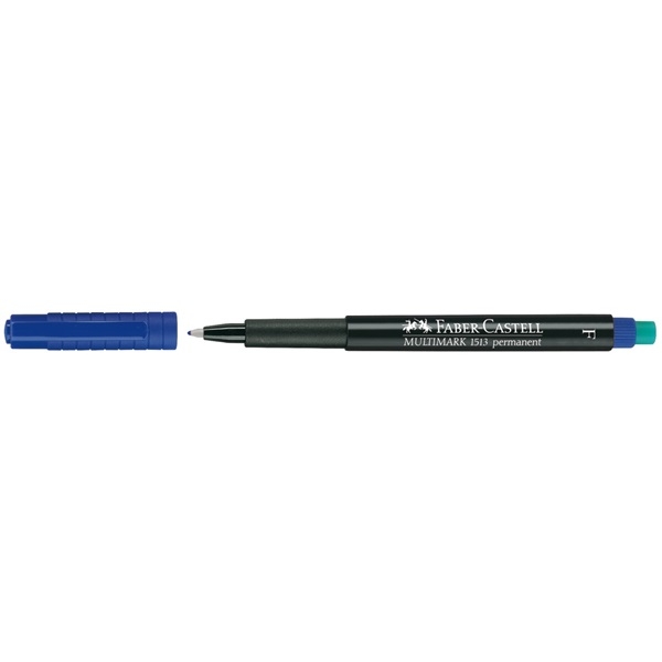 Foliopis marker Permanentny z gumką F 0,6mm niebieski Faber-castell