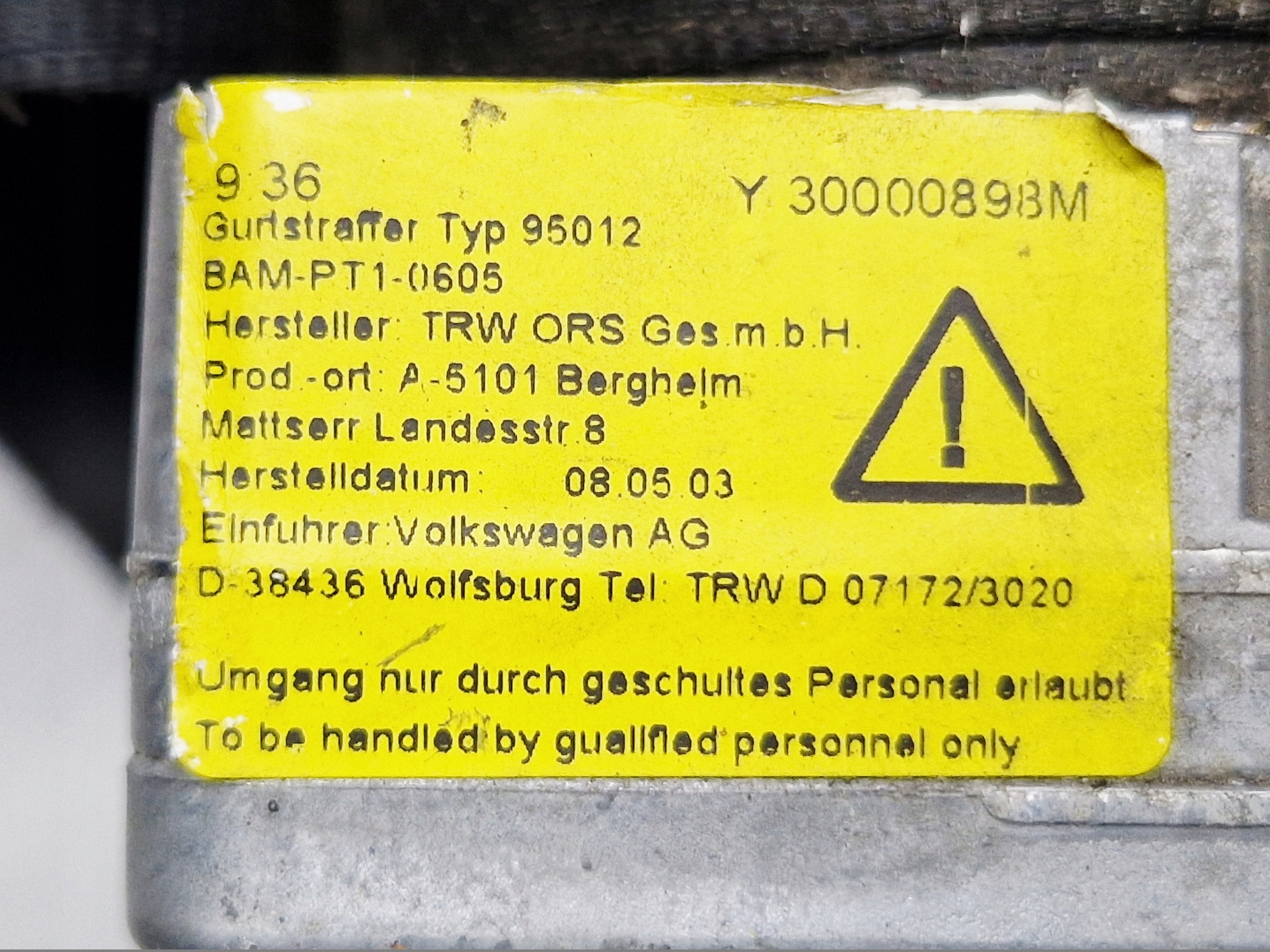 Gurten Sicherheits rechts heck VOLKSWAGEN PASSAT B5 Y30000898M