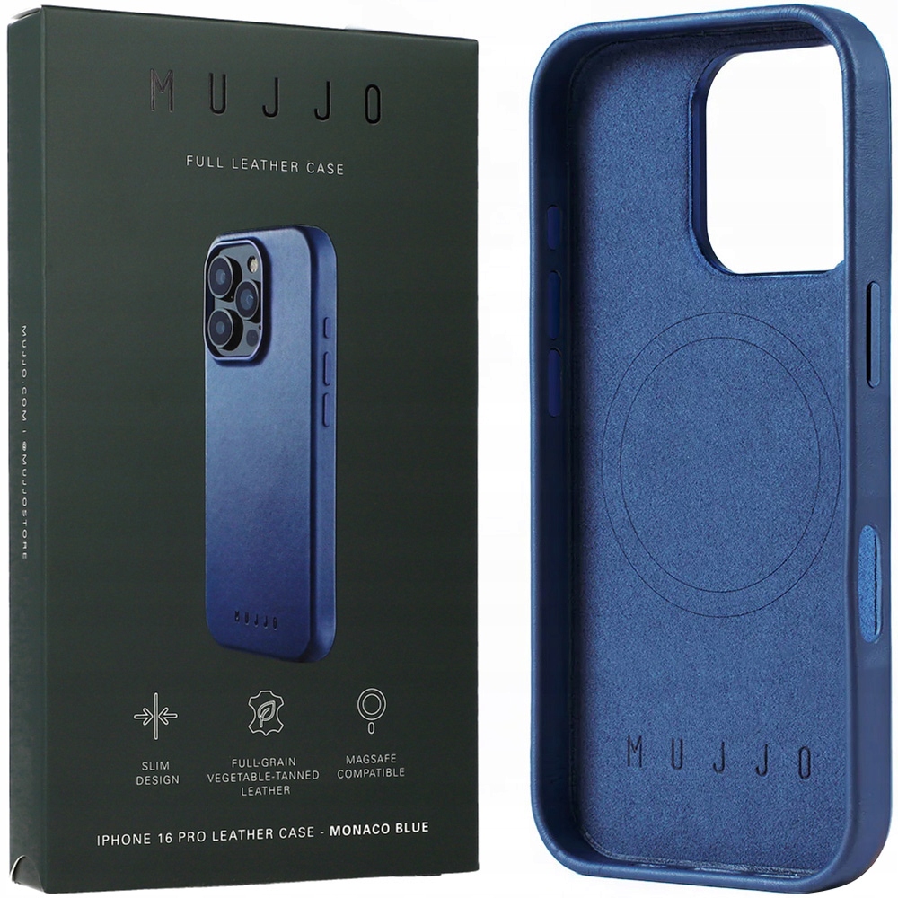 Pouzdro pro iPhone 16 Pro, Mujjo kryt pro MagSafe, přírodní kůže