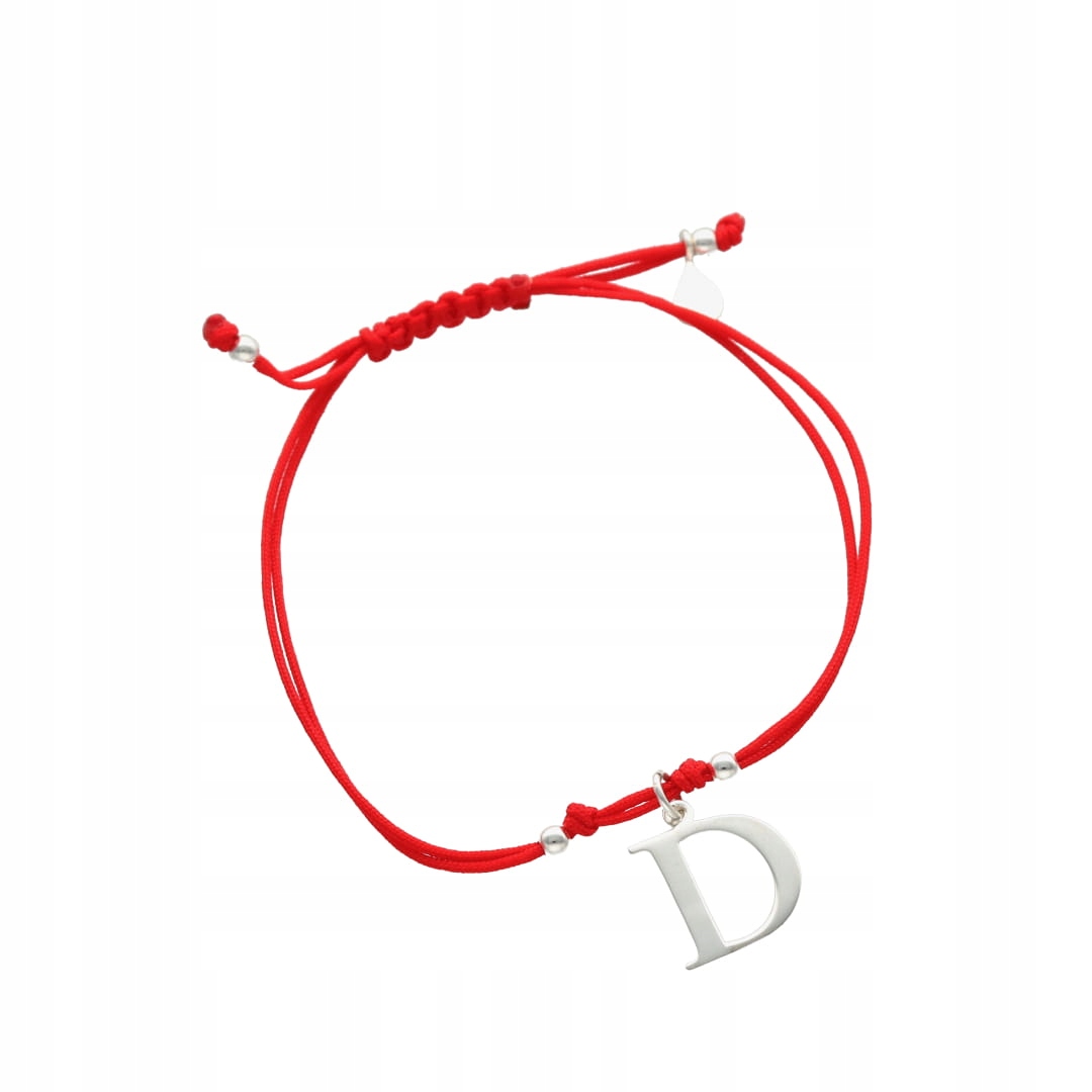 Provázkový náramek písmeno D červený stříbro