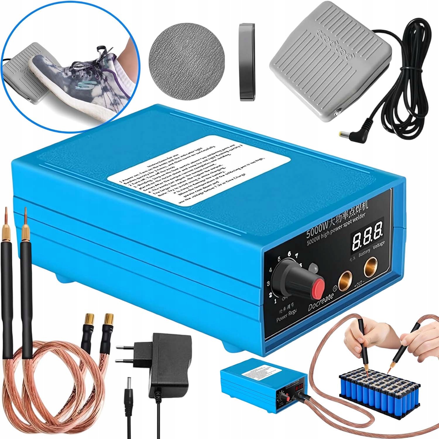 Bodová Svářečka 5000 W LCD, Snadno Ovladatelná, Až Do 0.1-0.15 MM, Niklovaný Plech