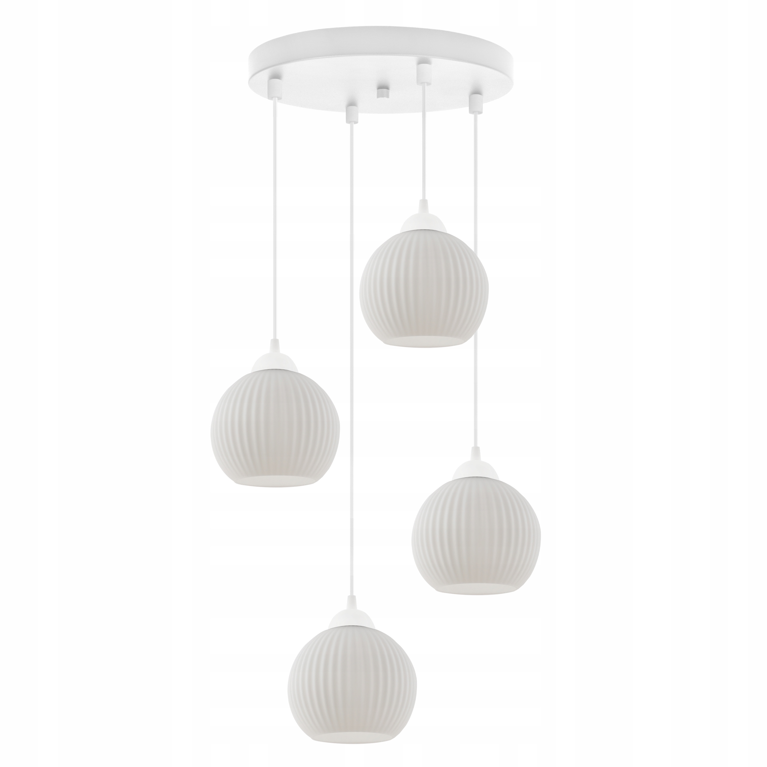 Závěsné Stropní Svítidlo Lustr Bílé Skleněné Koule Rýhovaná Moderní E27