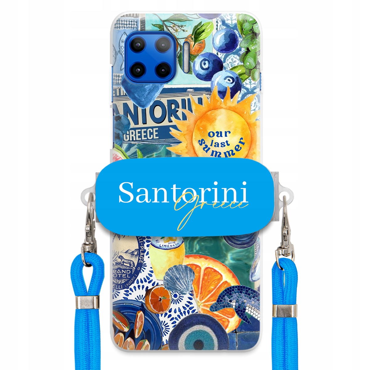 Puzdro pre Motorola G 5G Plus Modré Crossbody vodítko držiak Santorini Sea