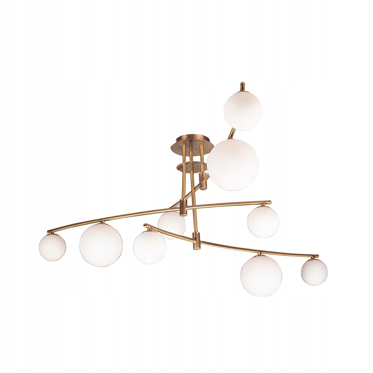 Stropná lampa Závesný luster do jedálne Zlatá 9 sklenených guličiek