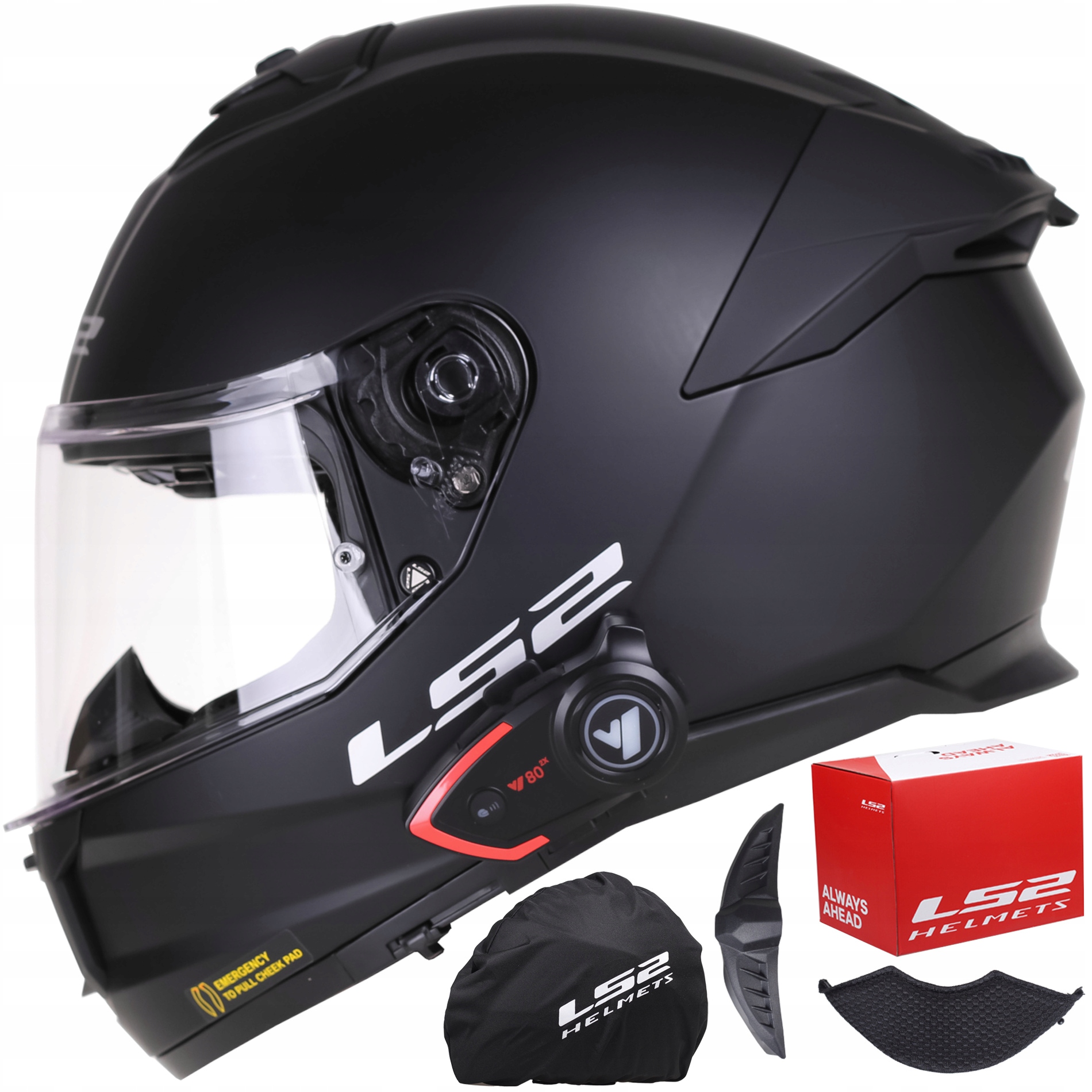 Kask motocyklowy LS2 FF808 Stream II czarny mat blenda Interkom Bluetooth