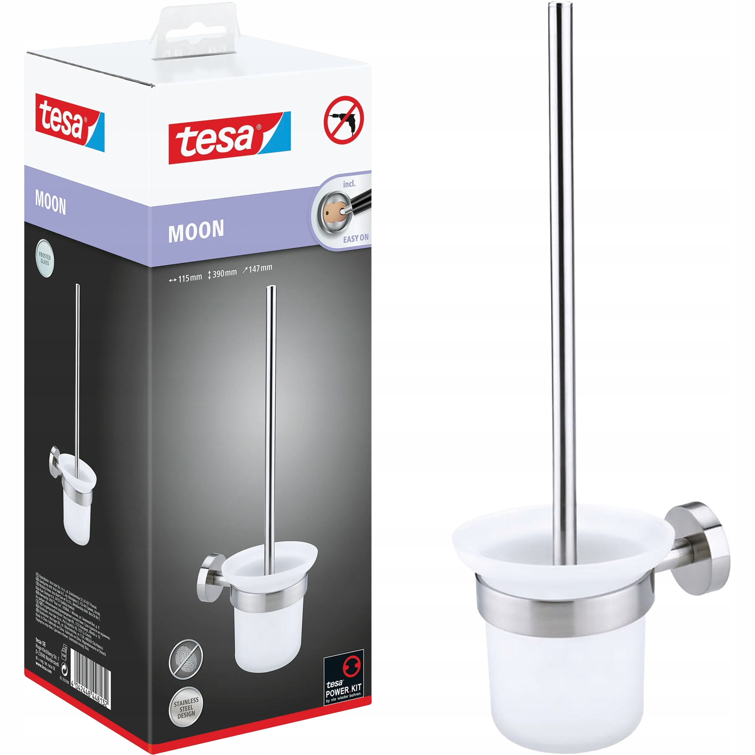 Tesa Moon Wc kartáč závěsný držák montáž bez vrtání kov chrom