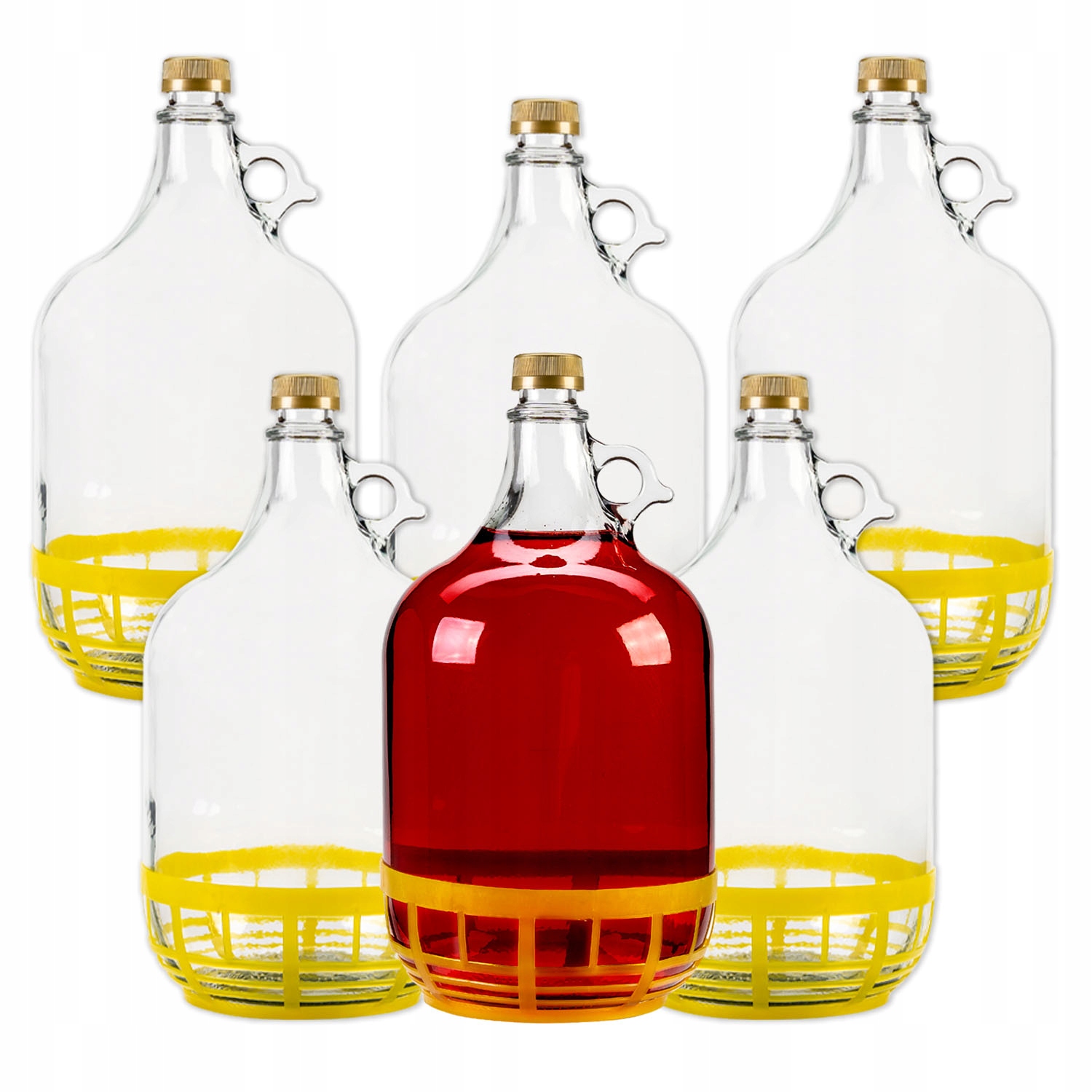 6X GĄSIOR 5l BALON DAMA SZKLANA BUTELKA NA WINO NALEWKI WODĘ + ZAKRĘTKA