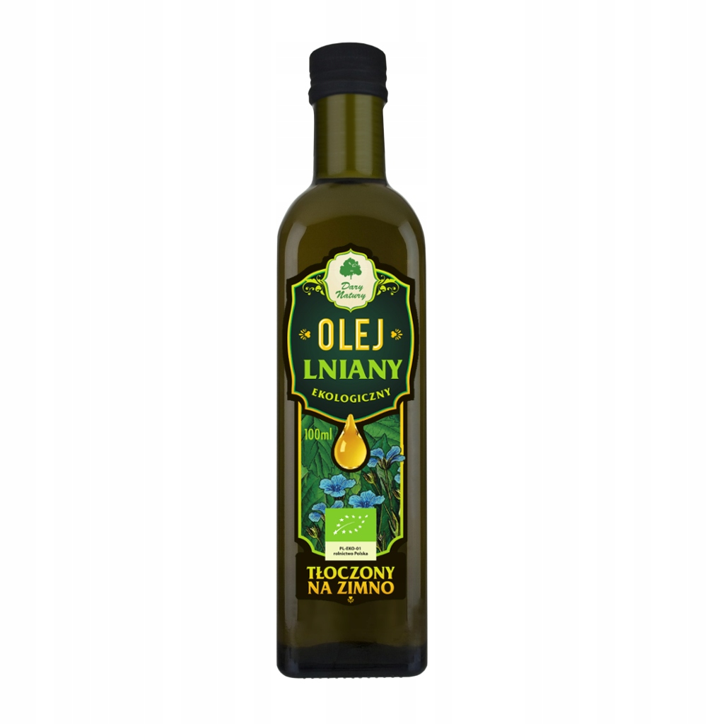 Olej Lniany tłocz. na zimno Eko 500 ml Dary Natury