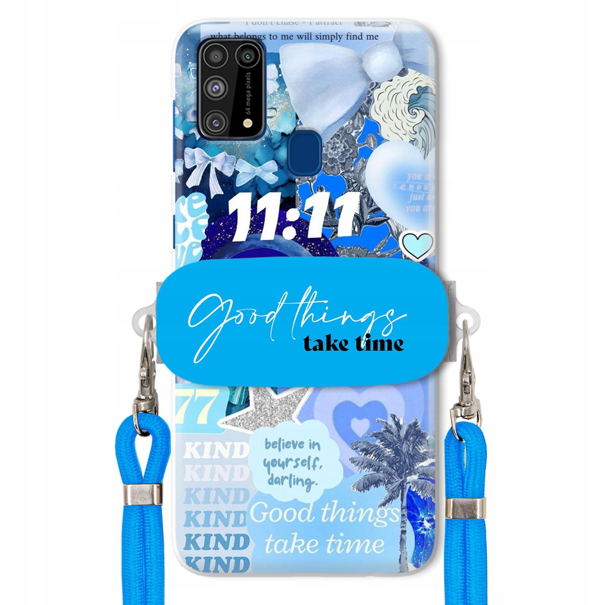 Pouzdro pro Samsung M31 Držák Crossbody vodítko Good Things Take Time Lata