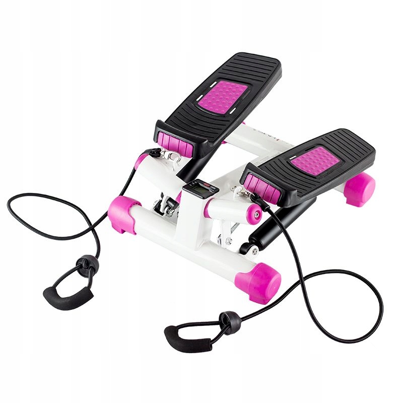 Stepper fitness skośny z linkami różowy S3033 Hms