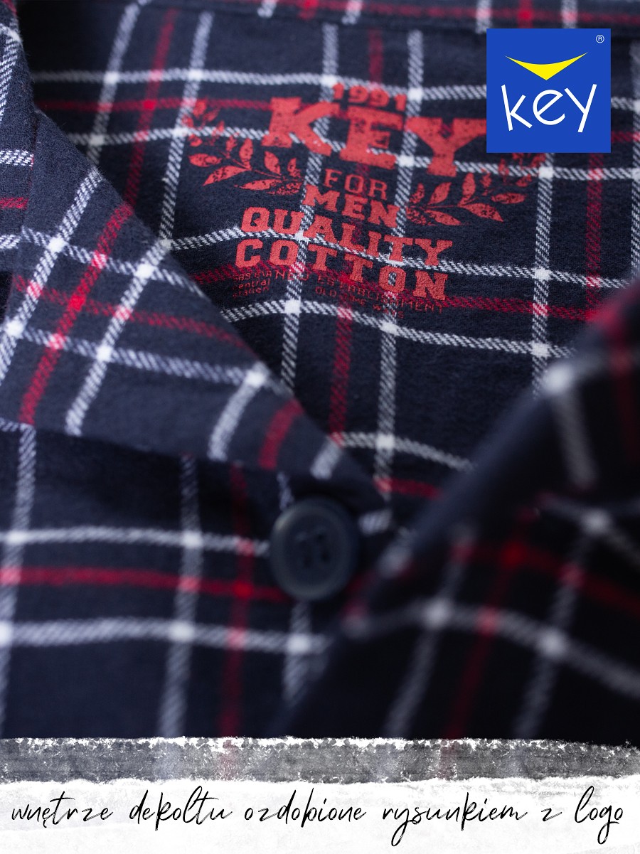 Rozpinana PIŻAMA MĘSKA FLANELOWA KEY 1414 L Kolor niebieski