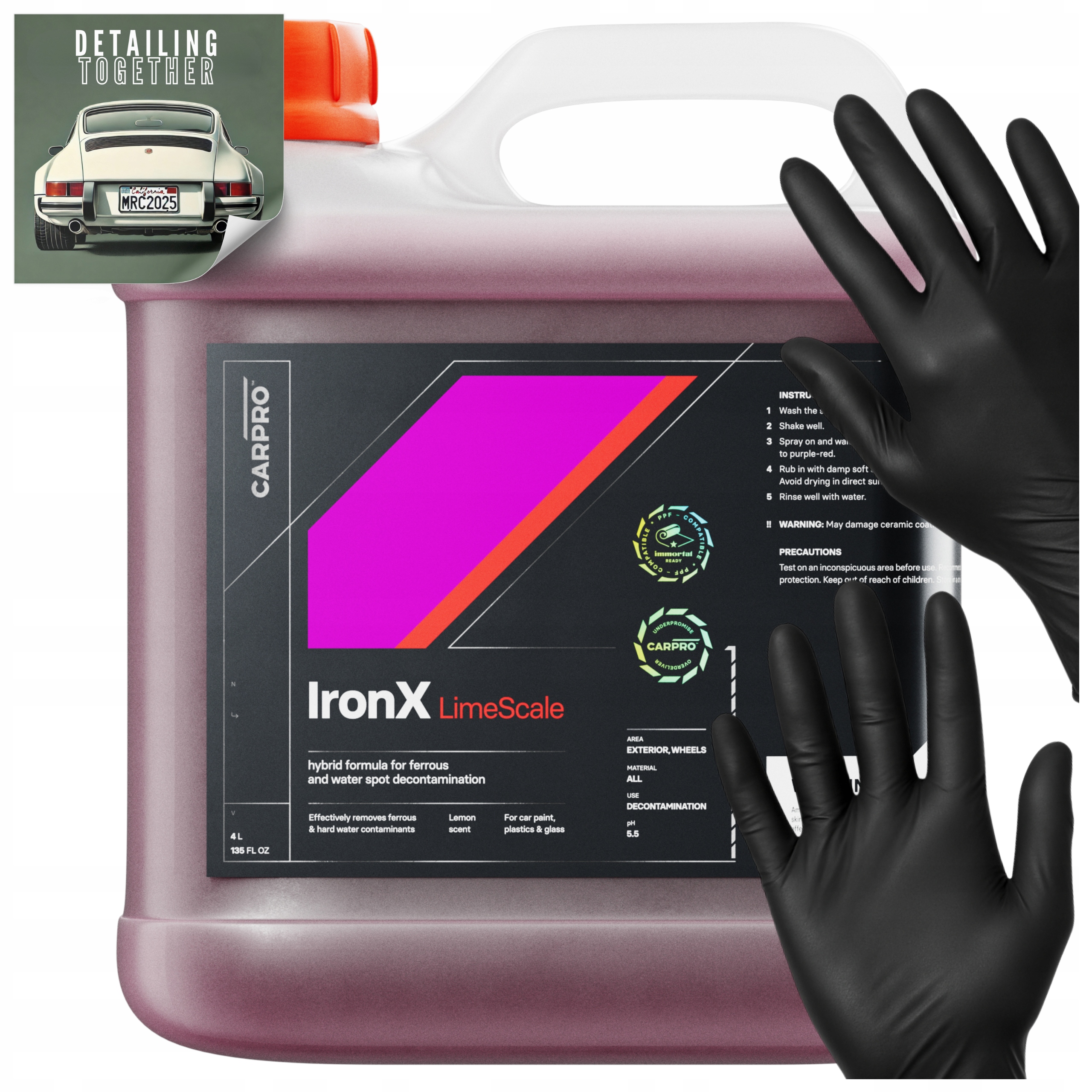 Čistiaci prostriedok na umývanie diskov Carpro IronX LimeScale Červený disk 4000 ml