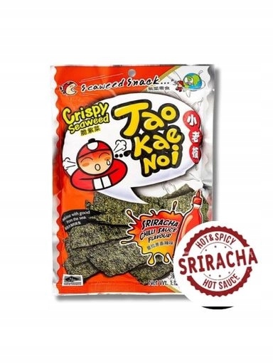 4x Tao Kae Křupavá mořská řasa s omáčkou Sriracha, pálivá chilli, pikantní nori 32g