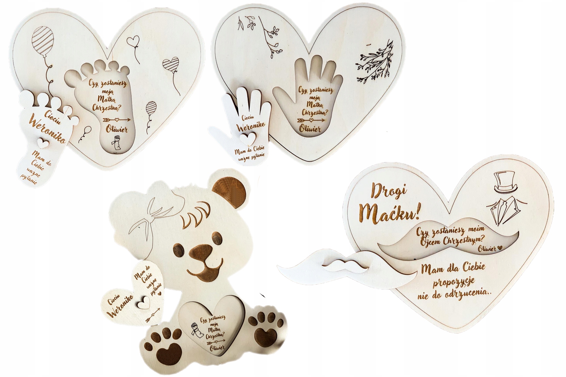 CIOCIU CZY ZOSTANIESZ MOJĄ CHRZESTNĄ ZAPROSZENIE CHRZEST PROŚBA CHRZESTNEJ Kolor dodatkowy brązowy