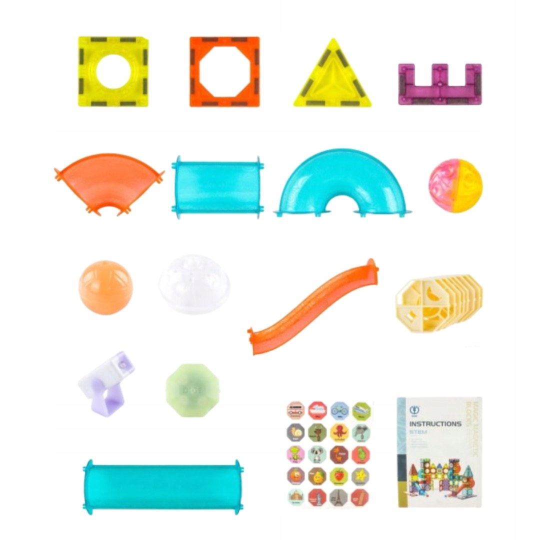 KLOCKI MAGNETIC MAGNETYCZNE ZESTAW 110 ELEMENTÓW EDUKACYJNE 3D TORY KULKOWE Certyfikaty, opinie, atesty CE EN 71